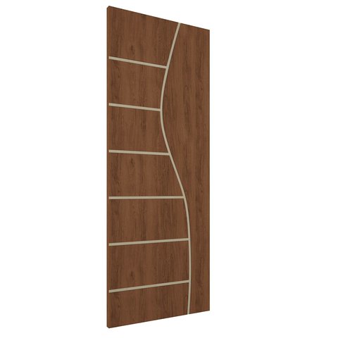 Folha de Porta Frisada R10S com 3 Dobradiças 3 1/2 Parafusos:Imbuia/60 cm