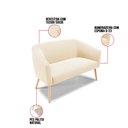 Ver imagem 5 de Kit 01 Namoradeira 02 Lugares e 01 Poltrona Stella Suede Bege Pés Palito Natural - D'Rossi