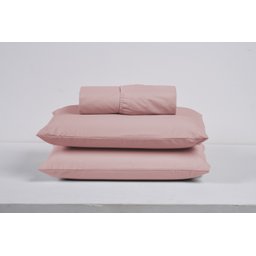 Kit Roupa de Cama Solteiro Percal 200 Fios 100% Algodão com Elástico e Fronha 2 Peças:rose - 1
