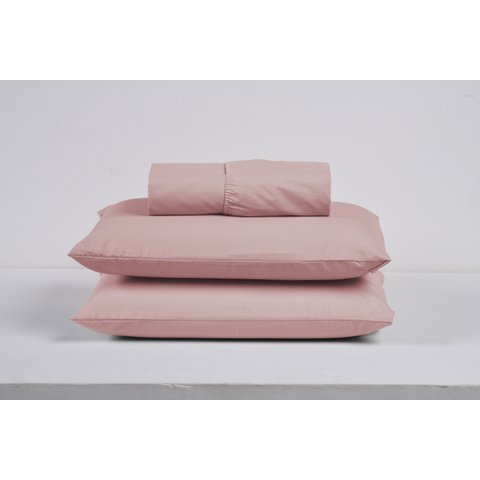 Kit Roupa de Cama Solteiro Percal 200 Fios 100% Algodão com Elástico e Fronha 2 Peças:rose