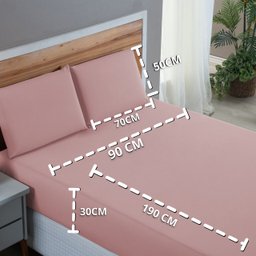 Kit Roupa de Cama Solteiro Percal 200 Fios 100% Algodão com Elástico e Fronha 2 Peças:rose - 5