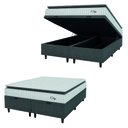 Ver imagem 3 de Cama Box Colchão Baú Casal King Molas Ensacadas City Pillow Top 193x203x64cm Cinza / Branco Hellen
