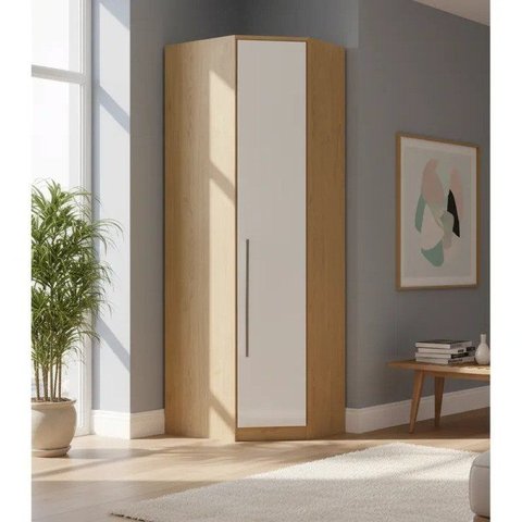 Módulo de Canto Oblíquo 1 Porta 3 Prateleiras Elegance Marrom/Angelin|Blanc
