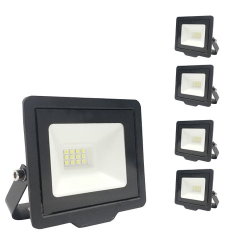 5 Refletor Led 10w Branco Frio Holofote Bivolt Prova D'água