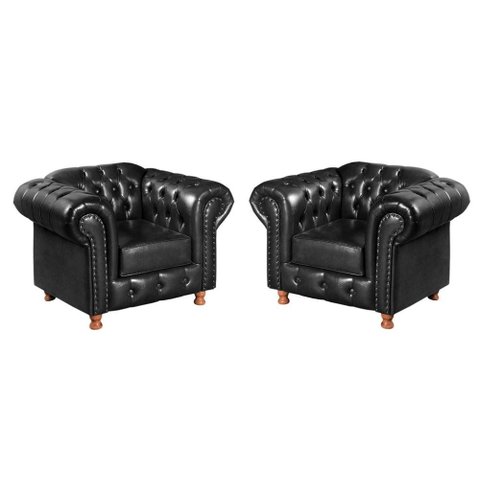 Conjunto 2 Poltronas Luis Xv Cor:Couríssimo Preto 005