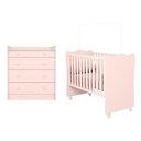 Ver imagem 1 de Berço Simples com Colchão Probel e Cômoda 2523 para Quarto de Bebê Infantil Doce Sonho Rosa Qmovi