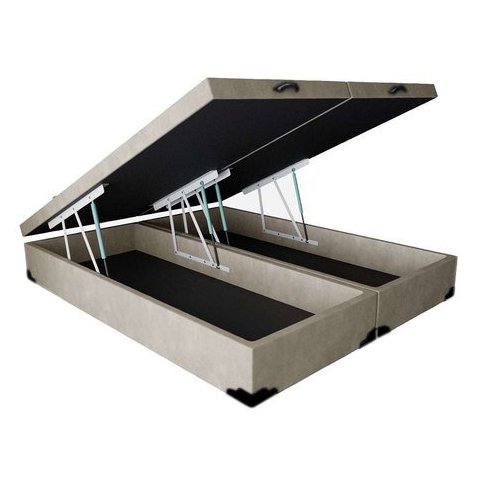 Base Cama Box Baú Bipartido King 42x193x203 Rc Sono Leve Cor:suede Bege