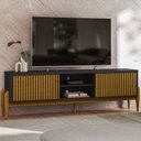 Ver imagem 1 de Rack para Tv até 65 Polegadas Sereno 2 Portas 1 Prateleira Preto/cedro - Olivar Móveis