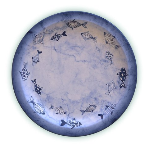 Prato Raso Tramontina Peixes em Porcelana Decorada 28 cm