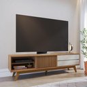Ver imagem 4 de Rack para TV Meraki 75 Polegadas MDP MDF Ripado Freijó Off White Colibri Móveis