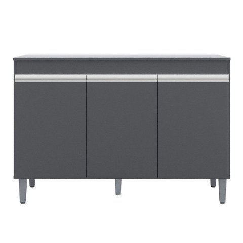 Balcão Gabinete de Pia com Tampo 120cm 3 Portas Manu - Ajl Móveis Cor Cinza