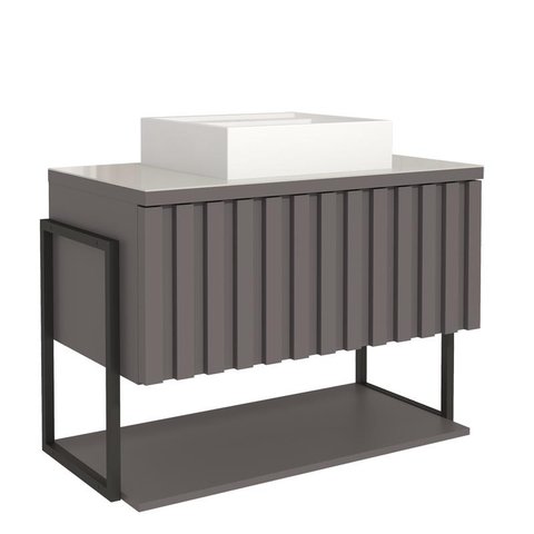 Gabinete de Banheiro Frise com Cuba 80cm Titanio - Mgm