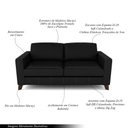 Ver imagem 3 de Sofá Sala de Estar Living 3 Lugares 200cm Presley Pés Madeira Couro Preto G52 - Gran Belo