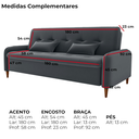 Ver imagem 4 de Sofa Cama 2 Lugares 206cm Donna Veludo E425 Cinza Milani Store