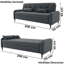 Ver imagem 3 de Sofa Cama 2 Lugares 206cm Donna Veludo E425 Cinza Milani Store