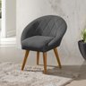 Kit 4 Poltronas Decorativa Canastra Estofada Linho Cinza Pés Palito em Madeira Maciça - 2