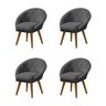 Kit 4 Poltronas Decorativa Canastra Estofada Linho Cinza Pés Palito em Madeira Maciça - 1