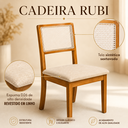 Ver imagem 2 de Kit 4 Cadeiras para Sala de Jantar Estofada Linho Bege Encosto em Tela Sextavada Madeira Maciça Mel