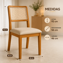 Ver mais imagens de Kit 4 Cadeiras para Sala de Jantar Estofada Linho Bege Encosto em Tela Sextavada Madeira Maciça Mel