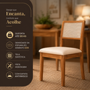 Ver imagem 5 de Kit 4 Cadeiras para Sala de Jantar Estofada Linho Bege Encosto em Tela Sextavada Madeira Maciça Mel