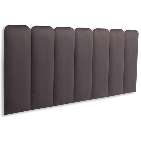 Cabeceira Casal Modulada Arredondada Cama Box Suede Cinza Chumbo