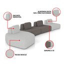 Ver imagem 3 de Sofá 4 Lugares Orgânico com Chaise e 3 Módulos Berlim bouclê Cinza Claro/grafite K01 - D’Rossi