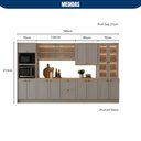 Ver imagem 2 de Cozinha Modulada Olivia 6 Peças com Paneleiro Cristaleira e Aéreo com Vidro Reflex Poliman Móveis