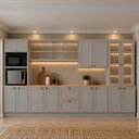 Ver imagem 1 de Cozinha Modulada Olivia 6 Peças com Paneleiro Cristaleira e Aéreo com Vidro Reflex Poliman Móveis