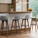 Ver imagem 1 de Kit 4 Banquetas Linea Base Madeira Cozinha Bar Bancada Alta:cinza/preto