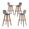 Kit 4 Banquetas Linea Base Madeira Cozinha Bar Bancada Alta:cinza/preto - 3