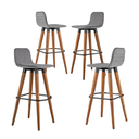 Ver imagem 3 de Kit 4 Banquetas Linea Base Madeira Cozinha Bar Bancada Alta:cinza/preto