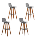 Ver imagem 4 de Kit 4 Banquetas Linea Base Madeira Cozinha Bar Bancada Alta:cinza/preto