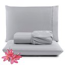 Ver imagem 1 de Jogo Cama Lençol Unique Casal Padrão 400 Fios Ponto Palito 3 Peças - Cinza