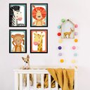 Ver imagem 2 de Kit 4 Quadros Infantis Bichinhos do Safari 33x24cm - com Vidro:moldura Branca