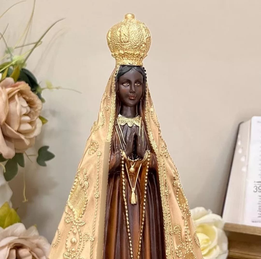 Imagem Nossa Senhora Aparecida Resina Barroca 20cm Dourada - 3