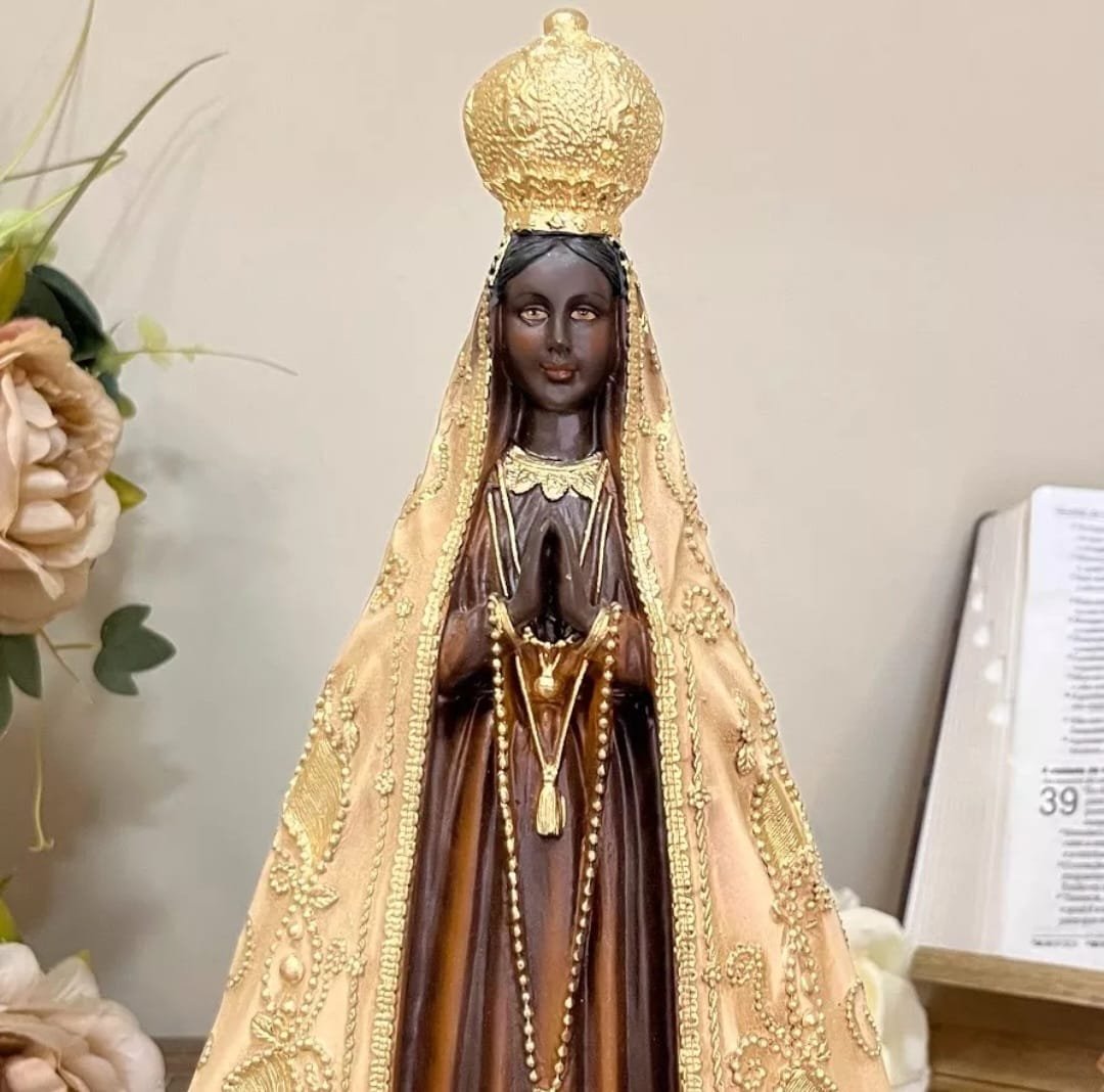 Imagem Nossa Senhora Aparecida Resina Barroca 20cm Dourada - 6