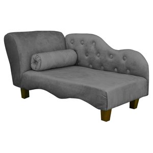 Caminha Pet Luxo Divâ Tecido Veludo Divini Decor:cinza