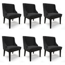 Ver imagem 1 de Kit 06 Cadeiras de Jantar Liz Suede Preto Base Fixa Madeira Preto - D’Rossi