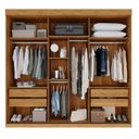 Ver imagem 4 de Guarda-Roupa Casal 3 Portas de Correr 4 Gavetas Manaus Marrom/Cinamomo/Off White