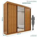 Ver imagem 3 de Guarda-Roupa Casal 3 Portas de Correr 4 Gavetas Manaus Marrom/Cinamomo/Off White