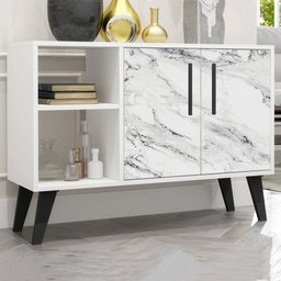 Balcão Buffet 2 Portas 2 Nichos Branco/ades/pvc Preto Bpp 63 - 1 Balcão Buffet 2 Portas 2 Nichos Branco/ades/pvc Preto Bpp 63 - 1