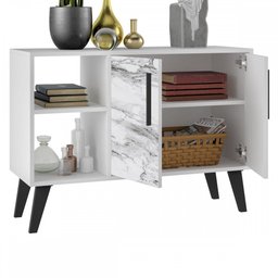 Balcão Buffet 2 Portas 2 Nichos Branco/ades/pvc Preto Bpp 63 - 3 Balcão Buffet 2 Portas 2 Nichos Branco/ades/pvc Preto Bpp 63 - 3