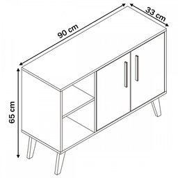 Balcão Buffet 2 Portas 2 Nichos Branco/ades/pvc Preto Bpp 63 - 4 Balcão Buffet 2 Portas 2 Nichos Branco/ades/pvc Preto Bpp 63 - 4