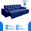 Ver imagem 3 de Sofá 5 Lugares Smart 3,02 Metros azul Retrátil, Reclinável Tecnologia Carregamento 3 portas USB