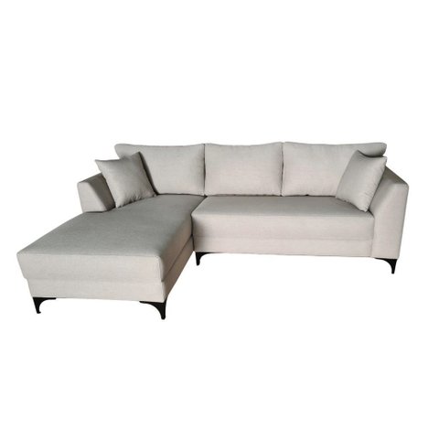Sofá Chaise Pierri | Tecido Linho | Pé Aço | 240x160cm | Safira 02