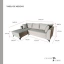 Ver imagem 4 de Sofá Chaise Pierri | Tecido Linho | Pé Aço | 240x160cm | Safira 02