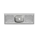 Ver imagem 1 de Pia em 100% Inox Cozinha 55x200cm com Cuba Central Embutida: Inox