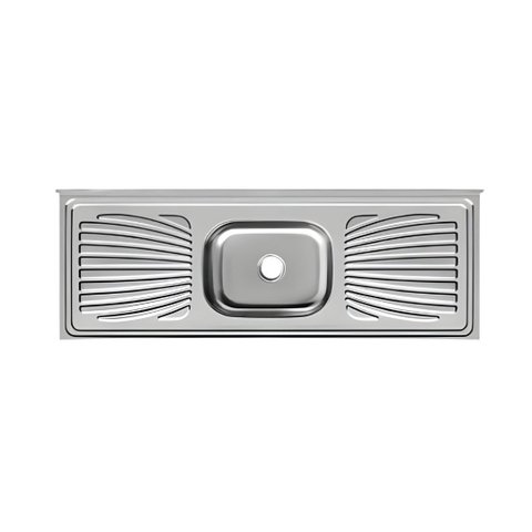 Pia em 100% Inox Cozinha 55x200cm com Cuba Central Embutida: Inox
