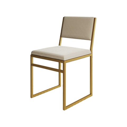Cadeira de Jantar Industrial Isa Assento Veludo Bege Base Dourado