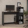 Conjunto de Escritório 2 Peças Smart Office Mesa e Armário Livreiro - Preto e Cedro - 1